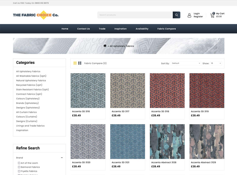 fabric-choice.co.uk example Upholstery Fabric category page